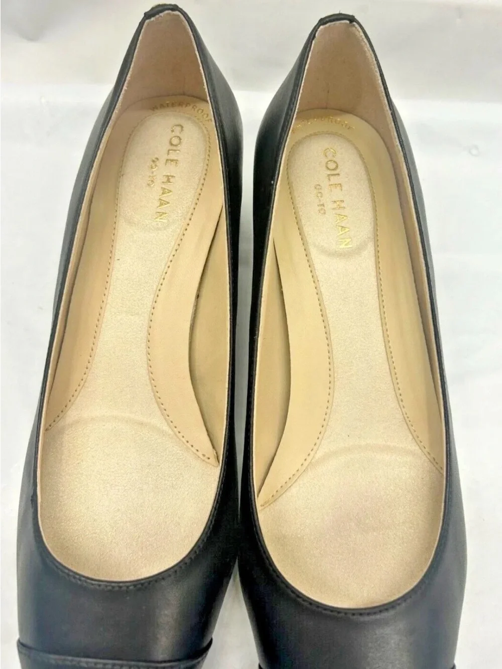 Cole Haan The Go To Womens Heel Pumps Sz 7 B Black Leather Block Heel Shoes NEW